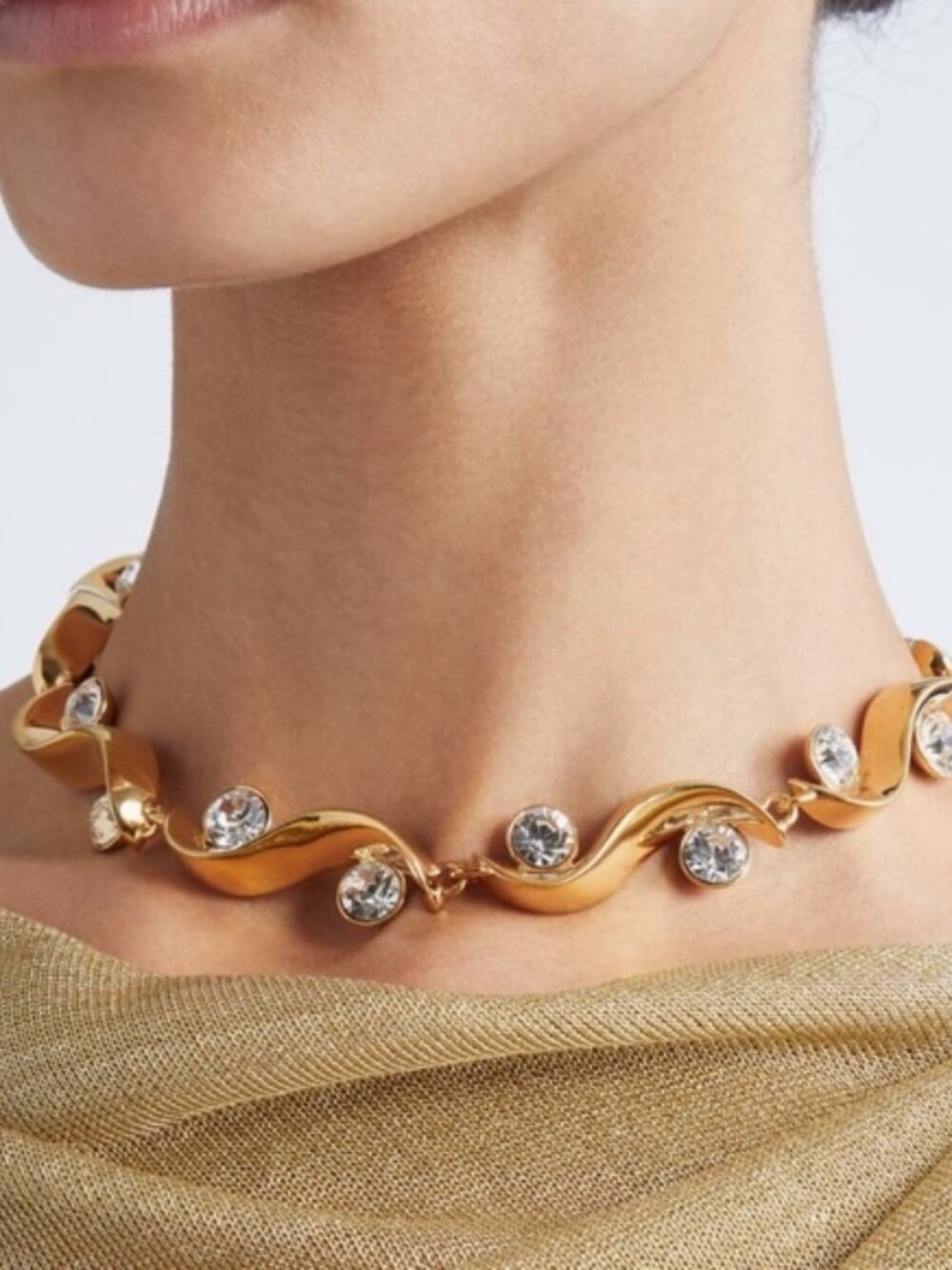 Oscar de la Renta Crystal Wave Necklace